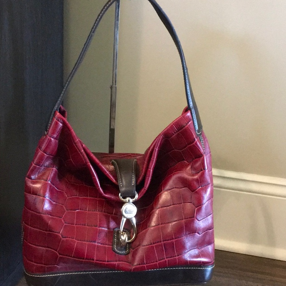 Dooney & Bourke Red Croc-Embossed Shoulder Bag